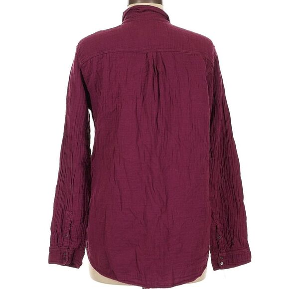 Xirena Scout Cotton Chelsea Gauze Top Burgundy Red Long Sleeve Button Down Med - Picture 5 of 7